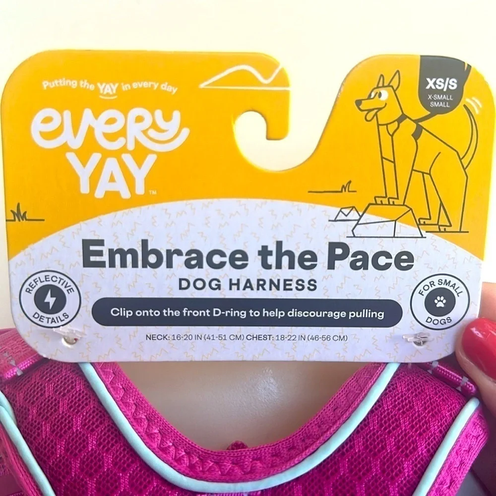 🆕 EVERYAY Pink Reflective Trim Dog Harness EMBRACE THE PACE SIZE XS / S